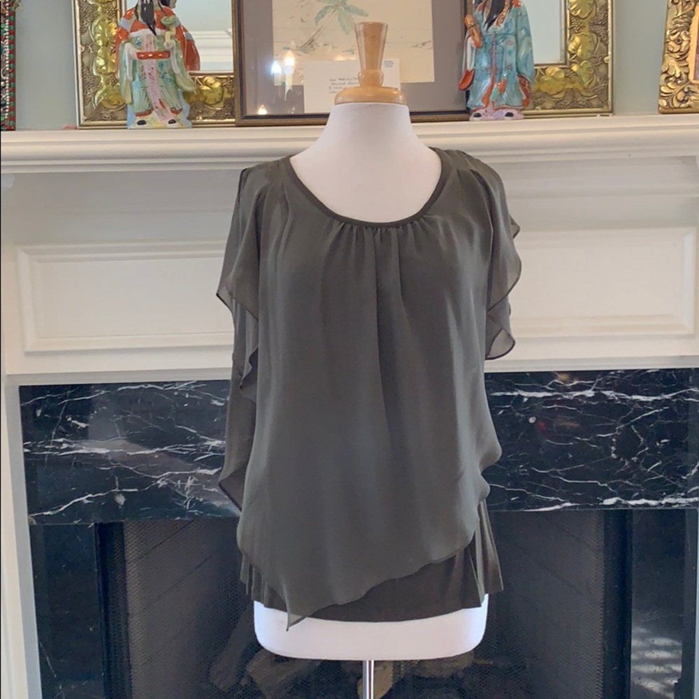 NWT AGB olive fun tank w/ asymmetrical sheer top